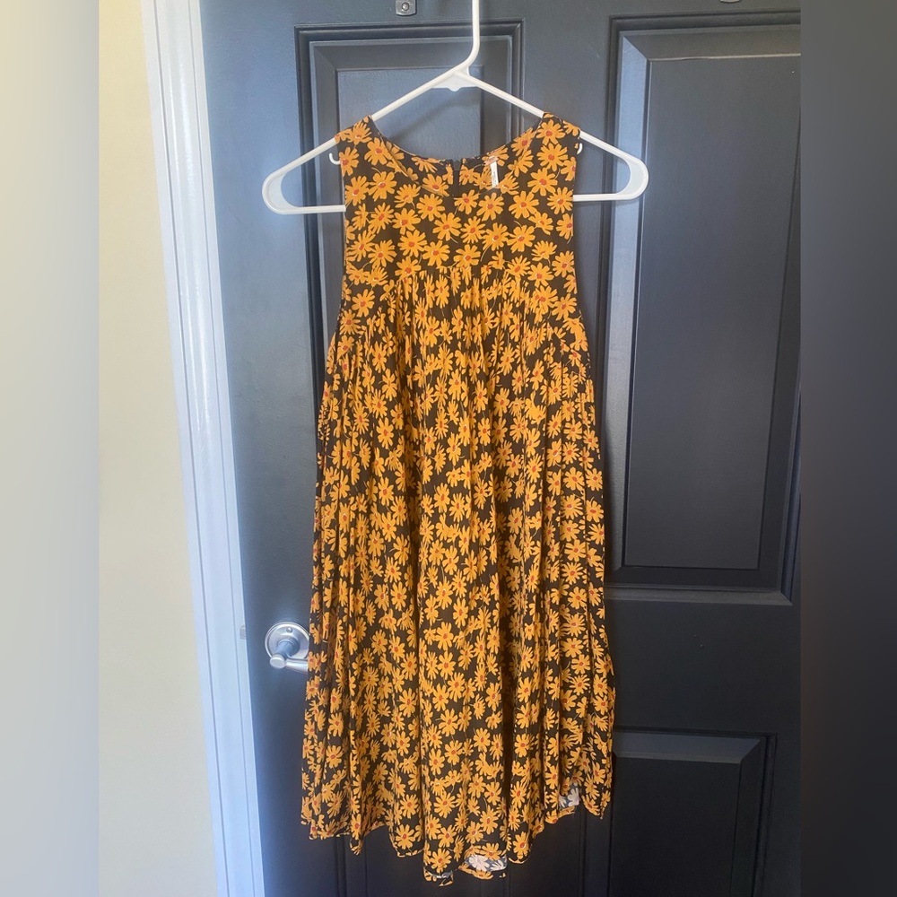 Floral Kids Dress in Black and Orange